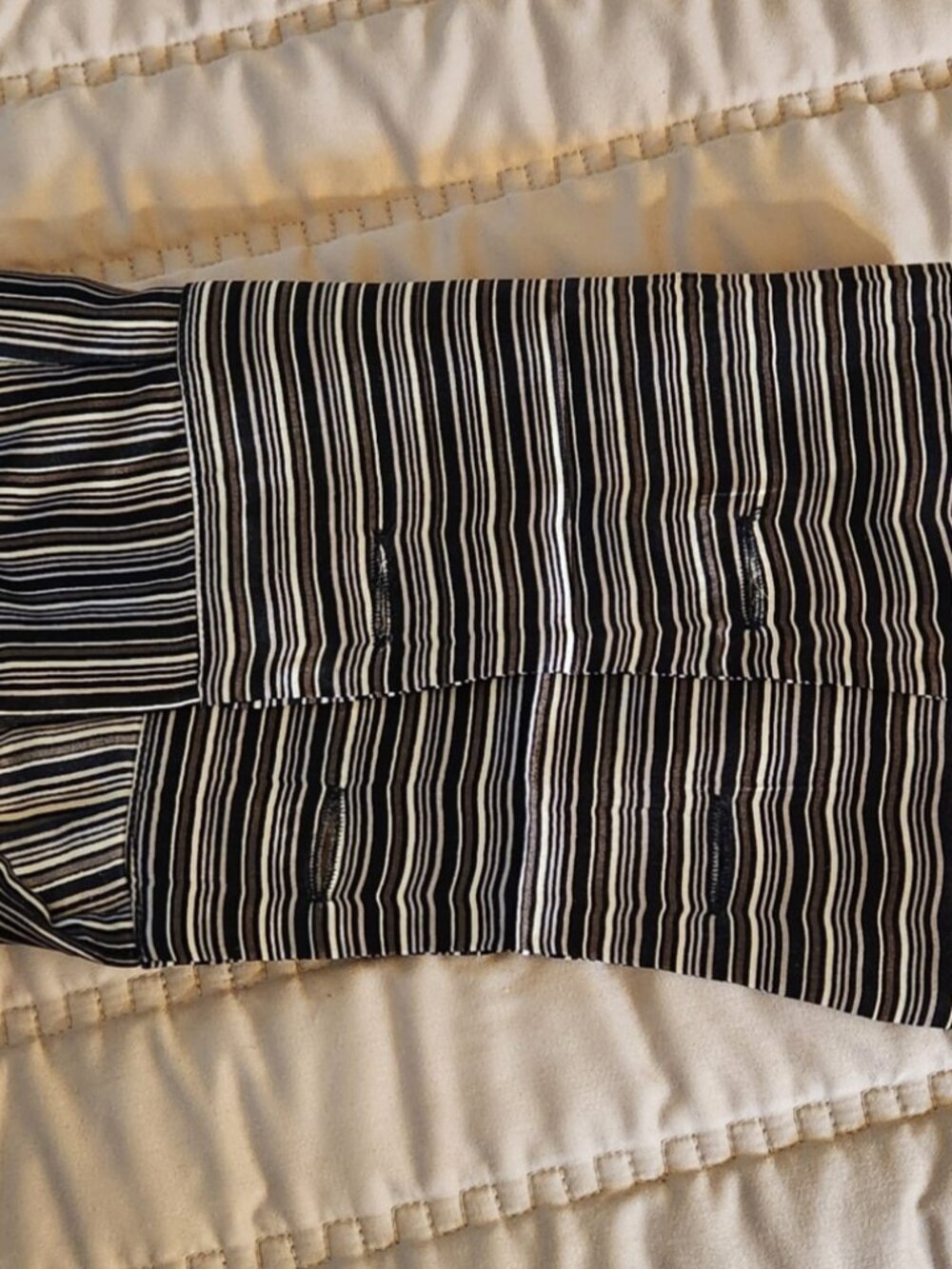 VTG Anne Klein II Silk Blouse Brown Stripes, 8 - Picture 4 of 5